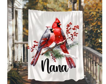 Cardinal blanket for grandma, Grandma cardinal blanket, Grandma blanket gift, Nana cardinal blanket, Personalized blanket for grandma