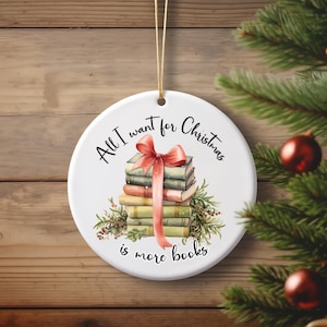 Book Lover Christmas Ornament, Bookish Christmas Ornament, Bookworm Christmas Ornament, Christmas Books Ornament, Book Christmas Ornament
