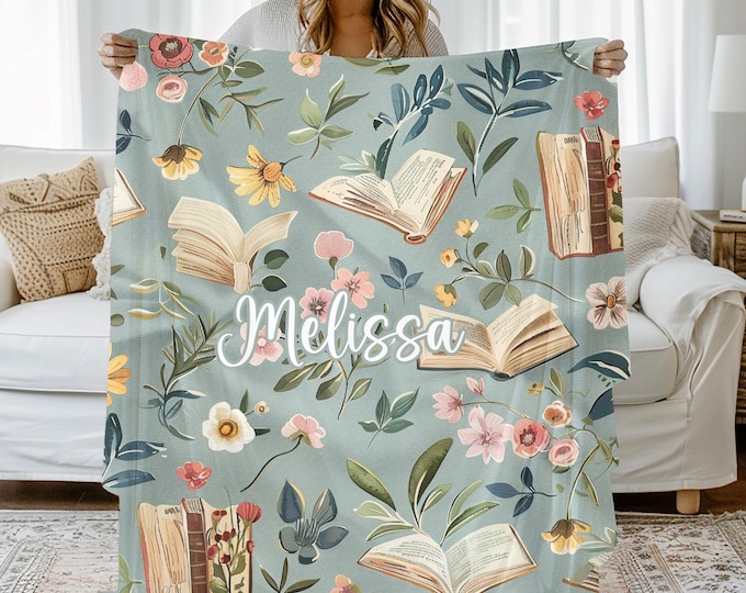 Floral Book Blanket | Reading Nook Blanket | Book Lovers Blanket | Reading Blanket Gift | Book Lovers Gift | Reading Blanket