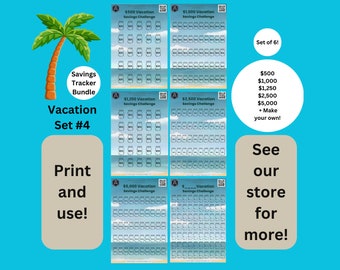 Vacation Savings Challenge Tracker Bundle (Digital Download)