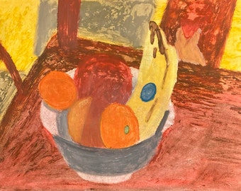 Fruit Bowl (oil pastel)