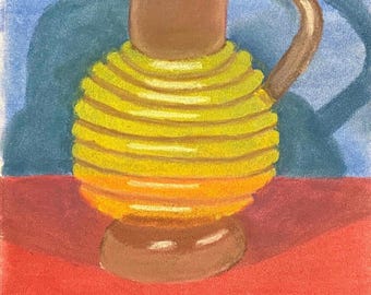 Animated Beehive Vessel (soft pastel drawing, handmade, unique)