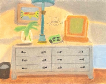 南部風インテリア（柔らかなパステル画、手作り、一点もの）