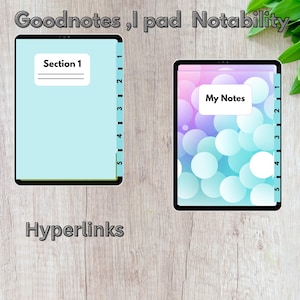Digital Notebook with Hyperlinks for iPad Goodnotes | Aesthetic Digital Planner | Hyperlinked Tabs Notes & Journal PDF