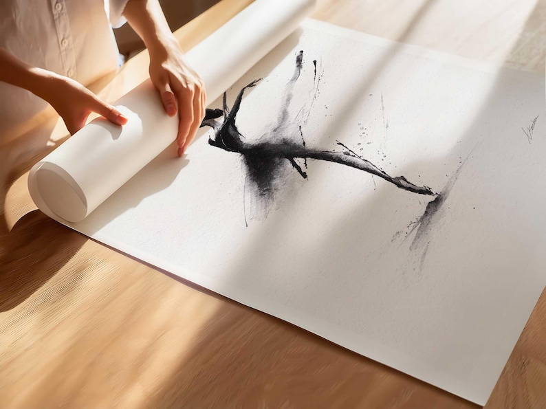 Ballet Wall Art Ballerina Print Ink Ballerina Dancer Sketch Black White Minimalist Drawing Dance Studio Bedroom Poster Dancer Wall Ballet image 7