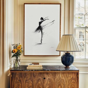 Ballet Wall Art Ballerina Print Ink Ballerina Dancer Sketch Black White Minimalist Drawing Dance Studio Bedroom Poster Dancer Wall Ballet image 8