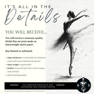 Ballet Wall Art Ballerina Print Ink Ballerina Dancer Sketch Black White Minimalist Drawing Dance Studio Bedroom Poster Dancer Wall Ballet image 10