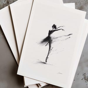 Ballet Wall Art Ballerina Print Ink Ballerina Dancer Sketch Black White Minimalist Drawing Dance Studio Bedroom Poster Dancer Wall Ballet image 6