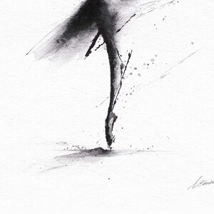 Ink Drawing Ballet Dancer Sketch Minimalist Black White Ballerina Print Wall Art Contemporary Illustration Dance Studio Bedroom Poster Monochrome Design Professional Archival Quality Perfect Ballet Lover Gift Modern Gallery Display Elegant