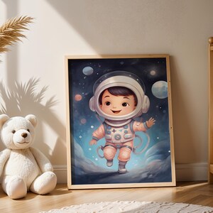 Space Themed Digital Wall Art Print | Galaxy Print | Digital Art | Kids Playroom | Instant Download Poster | Nursery | Astronaut Kids Art