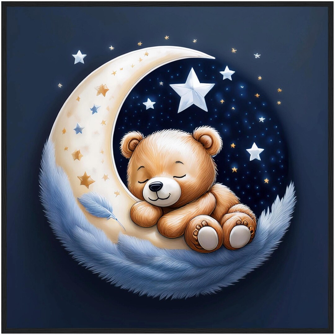 Teddy Bear in Pyjama's on A Moon - Digital Art Print | Wall Art | AI ...