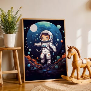 Space Themed Digital Wall Art Print | Galaxy Print | Digital Art | Kids Playroom | Instant Download Poster | Nursery | Astronaut Kids Art