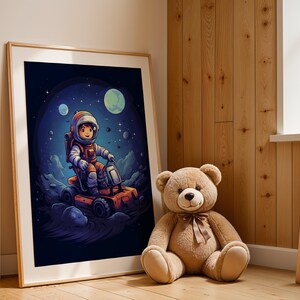 Space Themed Digital Wall Art Print | Galaxy Print | Digital Art | Kids Playroom | Instant Download Poster | Nursery | Astronaut Kids Art
