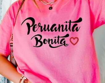 Bluza Peruanita Bonita, śliczna peruwiańska koszula, peruwiańska koszula dla dziewczyny, prezent dla dziewczyny z Peru, koszulka Peruana Bonita, latynoska koszula