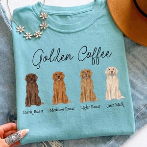 ゴールデンレトリバー コーヒーシャツ コンフォートカラーズ、犬ママシャツ、ゴールデンドッグギフト 犬Tシャツ 面白いゴールデンレトリバーシャツ スウェットシャツ 犬好き