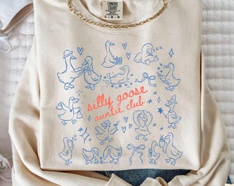 Silly Goose Auntie Club Shirt, Funny Aunt Goose Tee, Cool Aunt  Sweatshirt, Comfort Colors Auntie Tee, New Pregnancy Announcement Gift