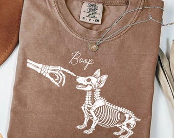 Halloween Dog Shirt, Skeleton Boop Corgi Tee, Spooky Season Dogs Sweatshirt, Corgi Mom Gift, Funny Corgi Lover Gift, Comfort Colors Tee