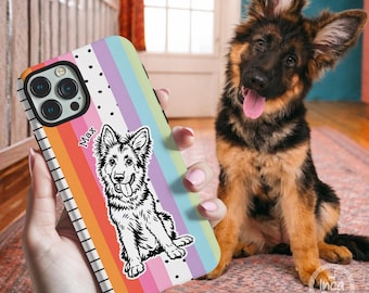 Custom Pet Phone Case, Pet Portrait from Photo, Personalized Striped Phone Case, Dog Cat Phone Case Gift for Pet Lover, iPhone 17 Cover