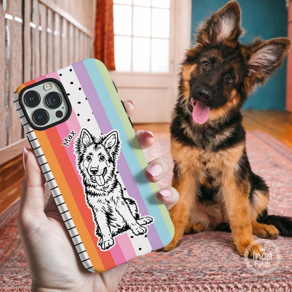 Custom Pet Phone Case, Pet Portrait from Photo, Personalized Striped Phone Case, Dog Cat Phone Case Gift for Pet Lover, iPhone 17 Cover