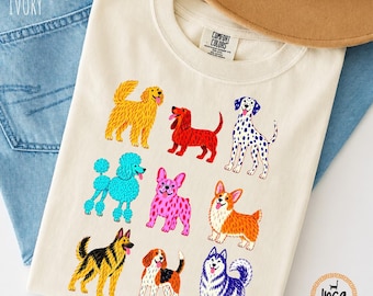 Comfort Colors Colorful Puppy Graphic Tee, Cute Dog Shirt, Trendy Dog Lover Gift, Dog Mom Shirt, Pet Lover Gift, Retro Dog Shirt Rescued Dog