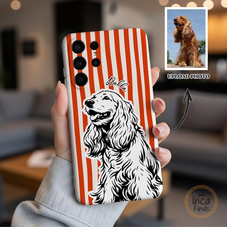 Custom Pet Phone Case, Pet Portrait from Photo, Personalized Striped Phone Case, Dog Cat Phone Case Gift for Pet Lover, iPhone 17 Cover image 2