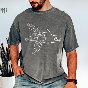 Custom Fist Bump Dad Shirt With Kids Names, Father&#39;s Day Gift, Personalized Dad or Grandpa Tee, New Dad Shirt, Gift From Kids or Wife