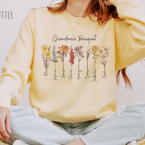 Custom Birth Flower Shirt, Grandma&#39;s Garden Sweatshirt, Mother&#39;s Day Gift, Wildflower Tee, Personalized Grandma Shirt, Mama Garden Tee