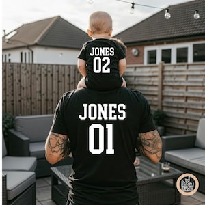 Personalized Dad and Son Matching Shirt, Custom Name and Number Shirt, Fathers Day Gift, Dad and Me Shirt, Father Baby Matching Outfits