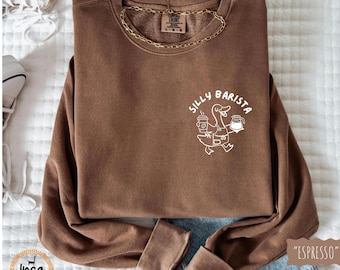 Silly Barista Goose Shirt Comfort Colors, Funny Coffee Lover Tee, Cute Espresso Gift For Barista Friend Cafe Worker