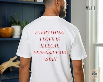 Everything I Love Is Expensive Illegal Or Asian Shirt, Funny Quote Tee, Sarcastic Graphic T-Shirt For Men Women, Casual Everyday Gift