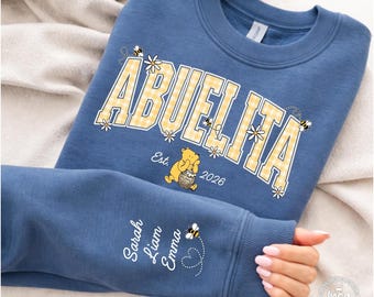 Abuelita Winnie The Pooh Sweatshirt Est 2026, Personalized Grandma Gift With Names, Mexican Grandma Gift, Abuela Mothers Day Gift, Christmas