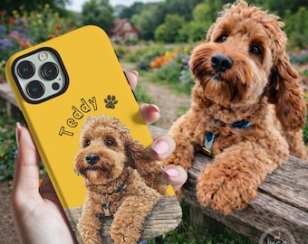 Custodia per telefono personalizzata con foto di animali domestici, cover personalizzata per iPhone 17 con ritratto di cane ad acquerello, custodia per telefono con faccia di gatto, regalo per mamma di cane, custodia commemorativa per animali domestici