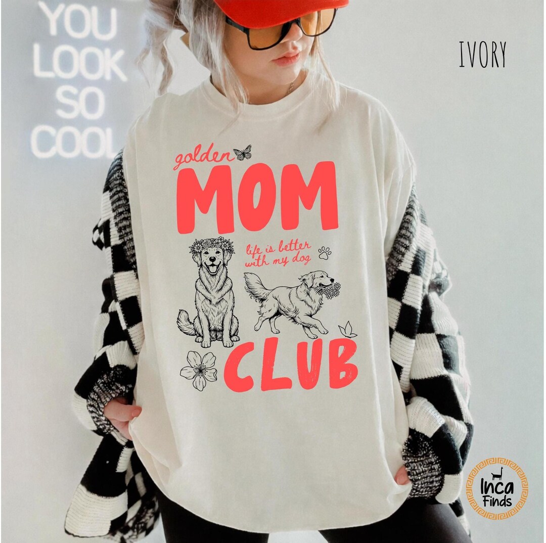 Golden Mom Club Shirt Comfort Colors Golden Retriever Lovers Tee Dog ...