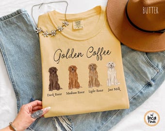 Golden Retriever Coffee Shirt Comfort Colors, Dog Mom Mama Shirt, Golden Dog Gift Dog Tee Funny Golden Retriever Shirt Sweatshirt Dog Person