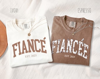 Camisa personalizada para prometidos y prometidas con colores cómodos, regalo de compromiso personalizado, camisa para futuros esposos y esposas, camiseta para futuras novias, camisa para el año de bodas