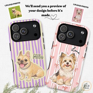 Custom Pet Phone Case, Pet Portrait from Photo, Personalized Striped Phone Case, Dog Cat Phone Case Gift for Pet Lover, iPhone 17 Cover image 6