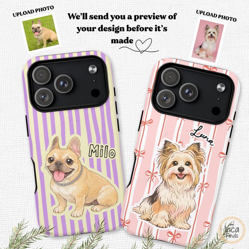 Custom Pet Phone Case, Pet Portrait from Photo, Personalized Striped Phone Case, Dog Cat Phone Case Gift for Pet Lover, iPhone 17 Cover image 6