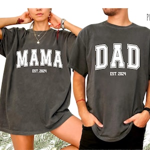 Mama and Dad Shirts, Comfort Colors Pregnancy Announcement, Matching Mom and Dad Tees, New Mom and Dad Gift, Family Reveal T-Shirts