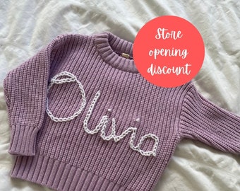 Personalised Baby Name Jumper, Embroidered Childs Sweater, Knit Sweatshirt Toddler, Custom Baby Sweater with Name, Customised Baby Gifts