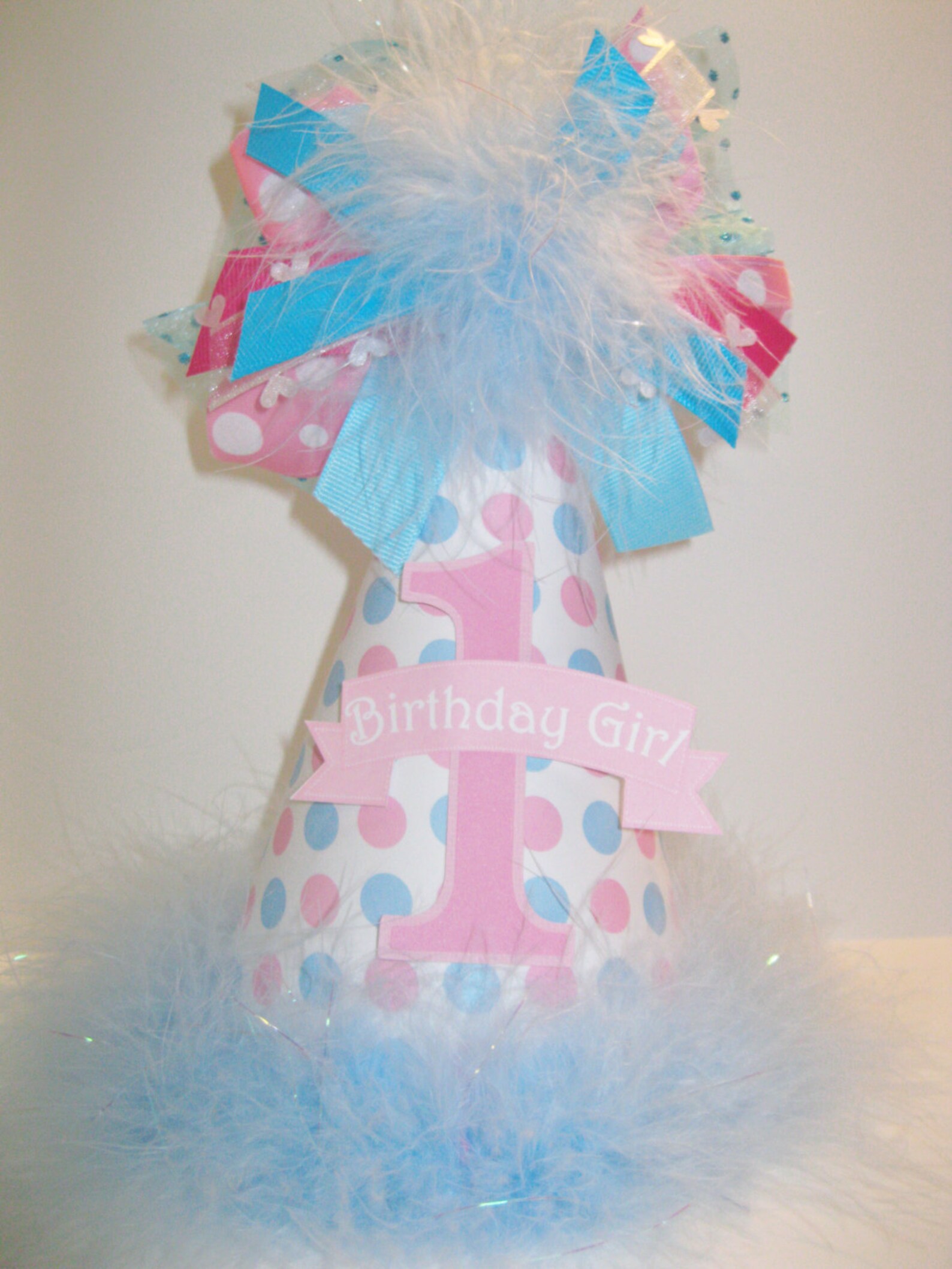 Personalized Pink & Turquoise Polka Dot Birthday Party Hat - Etsy