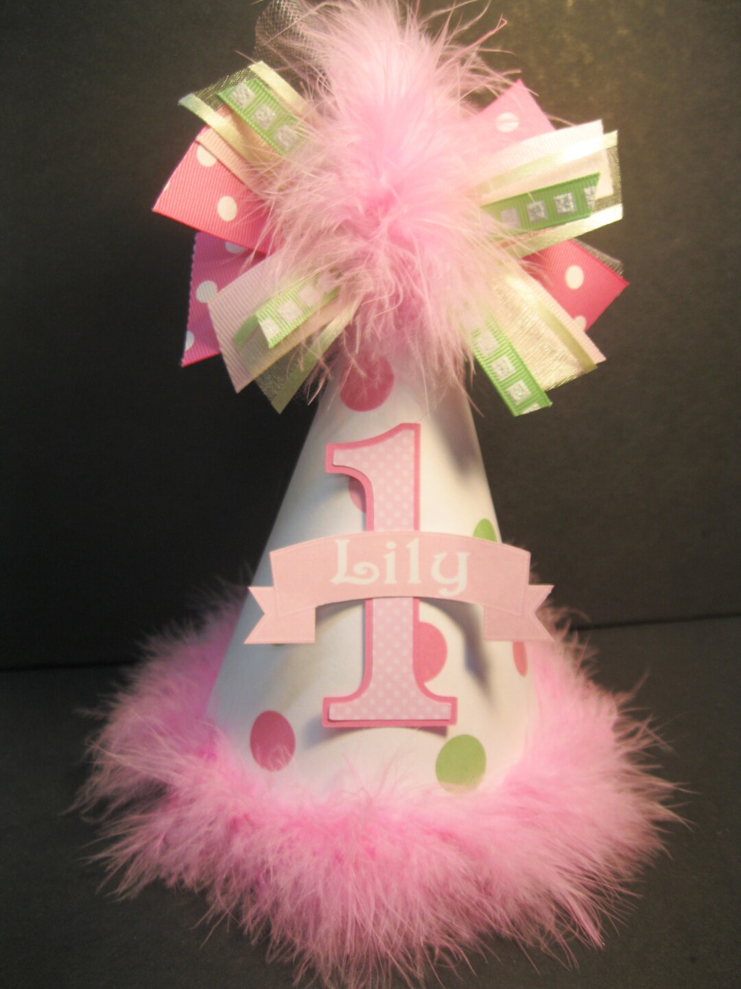Personalized Pink and Mint Green Polka Dot Birthday Party Hat - Etsy
