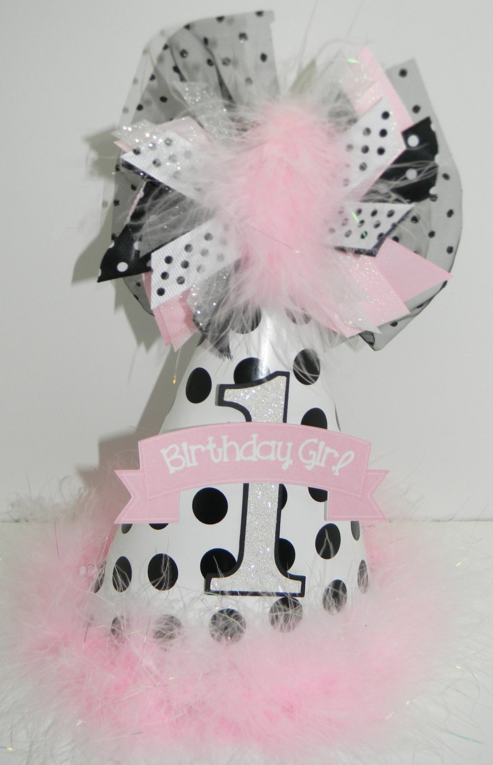Personalized Pink and Black Polka Dot Birthday Party Hat - Etsy