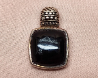 Vintage Zwarte Onyx Vergulde Sterling Zilveren Hanger Art Deco stijl Bijoux Zwart Goud Verjaardag cadeau idee Cadeau voor moeder c. jaren vijftig