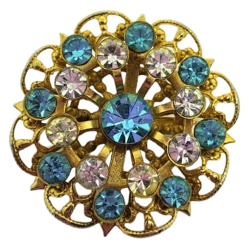 Pendentif Médaillon Mickaela Frey - Émaillé, Décor Oiseaux Et Bouquet De Fleurs, Occasion