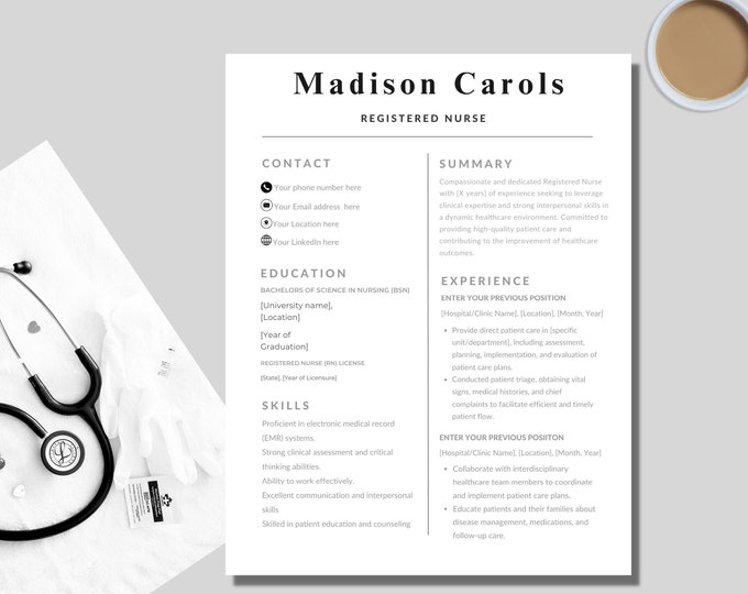 Nurse Resume Template & Cover Letter Medical Doctor Resume CNA Resume Health Remote Nursing Jobs Resume, Nurse Practitioner Resume Template