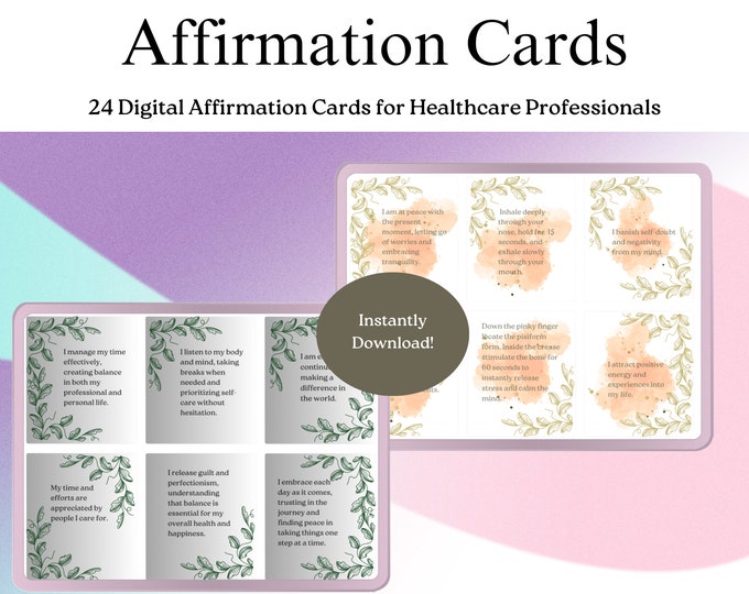 Healthcare Affirmation Cards, Doctor Mental Health, Nurse Mental Health Positive Quotes for Nurses, Gift for Nurse, Career Affirmations
