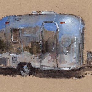 Art Print Car Painting Camper Airstream Retro Travel Americana Geekery - Airstream by David Lloyd