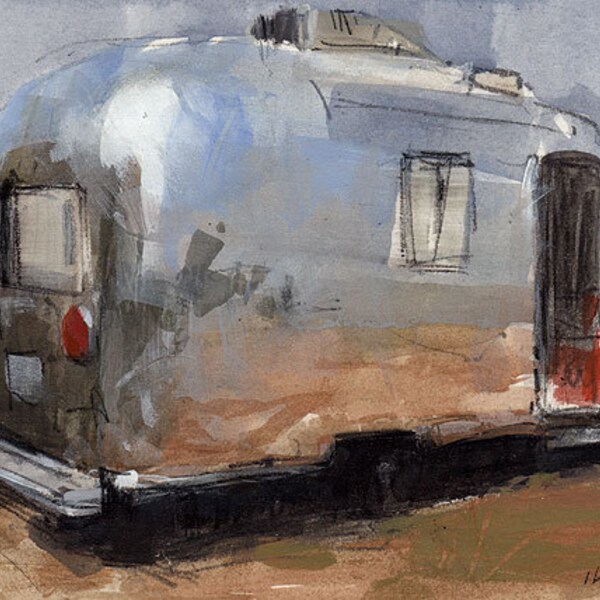 Art Print Painting Americana Travel Retro Airstream Auto - Airstream by David Lloyd