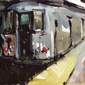 Art Print Subway New York Urban Metro Modern Painting Sketch - The Train by David Lloyd