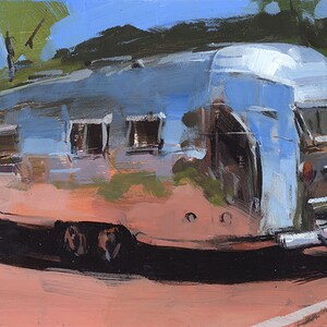 Art Print Painting Retro Airstream Desert Auto Camping Outdoors - Airstream at Palo Duro by David Lloyd